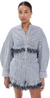 Kika Vargas Momoyo Navy Stripes Cotton Top Navy