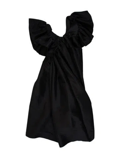 Pre-owned Kika Vargas Off-the-shoulder Midi Length Dress In Black