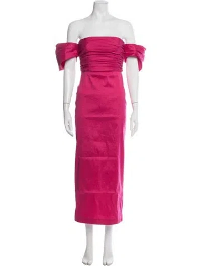 Pre-owned Kika Vargas Off-the-shoulder Midi Length Dress W/ Tags In Pink