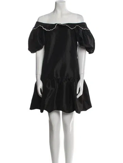 Pre-owned Kika Vargas Off-the-shoulder Mini Dress In Black