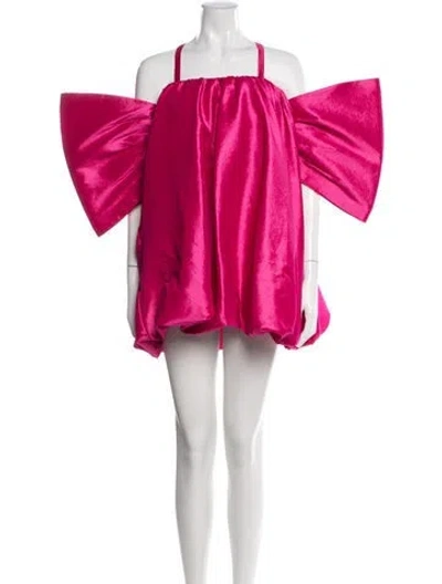 Pre-owned Kika Vargas Off-the-shoulder Mini Dress In Pink