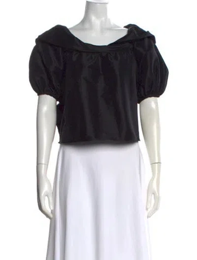 Pre-owned Kika Vargas Off-the-shoulder Short Sleeve Top In Black
