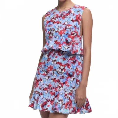 Kika Vargas Paige Mini Dress In Blue Garden Poplin In Multi