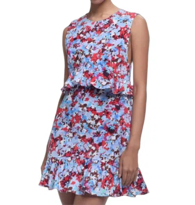 Kika Vargas Paige Mini Dress In Blue Garden Poplin