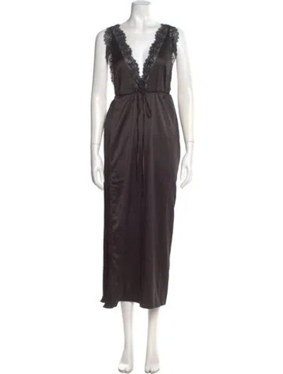 Pre-owned Kika Vargas Plunge Neckline Long Dress W/ Tags In Black