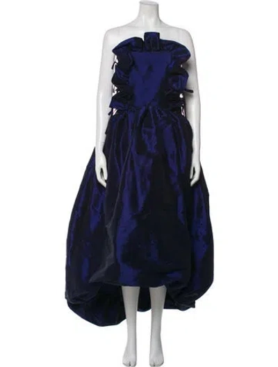 Pre-owned Kika Vargas Printed Long Dress In Blue