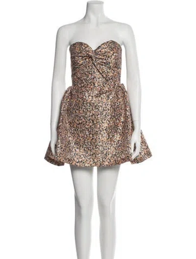 Pre-owned Kika Vargas Printed Mini Dress In Brown