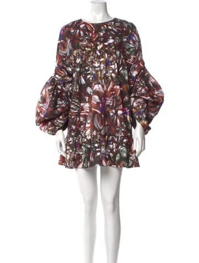 Pre-owned Kika Vargas Printed Mini Dress In Brown