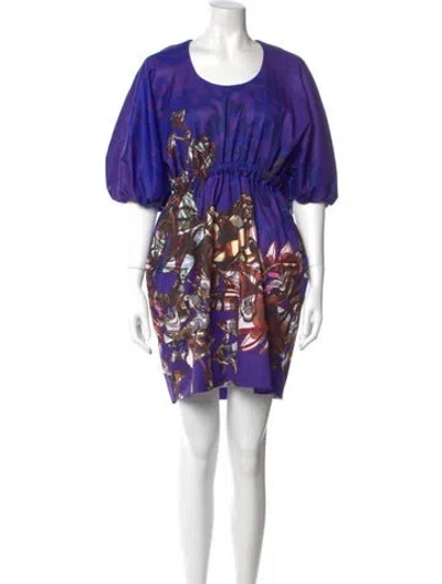 Pre-owned Kika Vargas Printed Mini Dress In Purple
