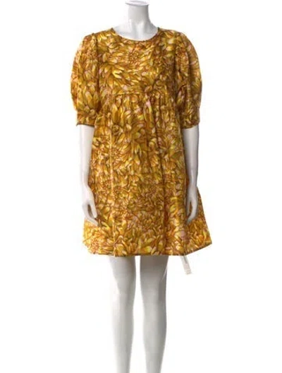 Pre-owned Kika Vargas Printed Mini Dress In Yellow