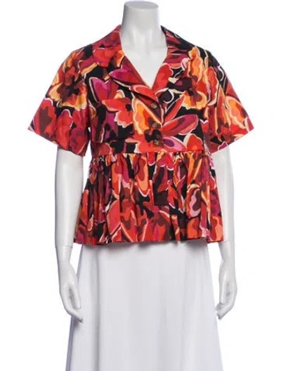 Pre-owned Kika Vargas Printed V-neck Button-up Top