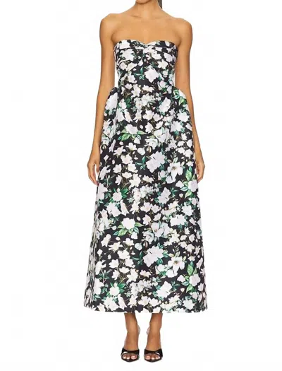 Kika Vargas Rose Maxi Dress In Black Magnolia In Multi