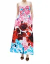 Kika Vargas Rose Maxi Dress In Red Garden Taffeta In Multi