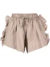 Kika Vargas Ruffled Drawstring Shorts In Brown
