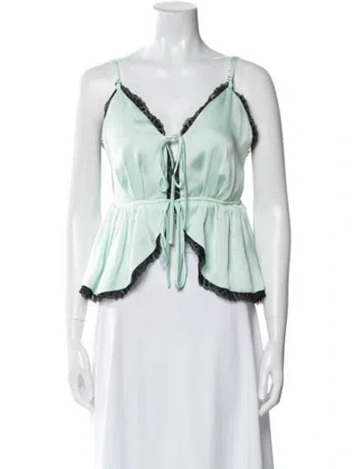 Pre-owned Kika Vargas Scalloped Accent Pajamas In Green