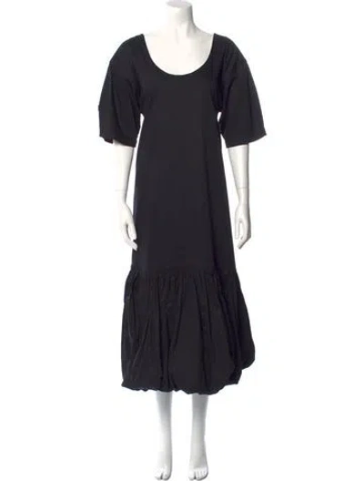 Pre-owned Kika Vargas Scoop Neck Long Dress In Black