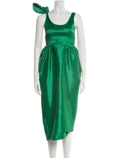 Pre-owned Kika Vargas Scoop Neck Midi Length Dress In Green