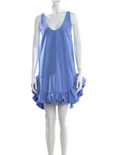 Pre-owned Kika Vargas Scoop Neck Mini Dress In Blue
