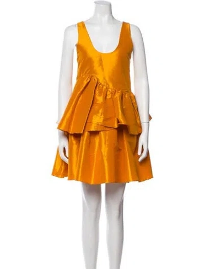Pre-owned Kika Vargas Scoop Neck Mini Dress In Orange