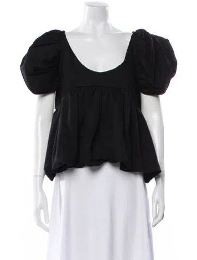 Pre-owned Kika Vargas Scoop Neck Short Sleeve Top In Black