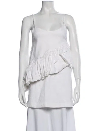 Pre-owned Kika Vargas Scoop Neck Sleeveless Top In White