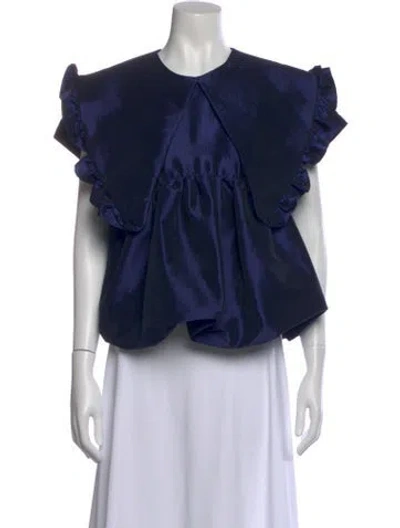 Pre-owned Kika Vargas Silk Crew Neck Top In Blue