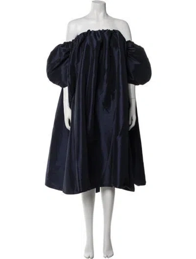 Pre-owned Kika Vargas Silk Knee-length Dress W/ Tags In Blue