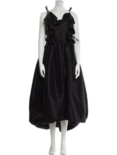 Pre-owned Kika Vargas Silk Long Dress In Black