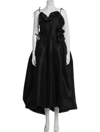 Pre-owned Kika Vargas Silk Long Dress In Black