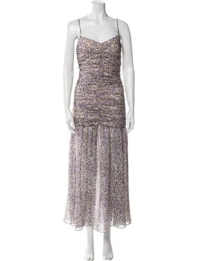 Pre-owned Kika Vargas Silk Long Dress W/ Tags In Purple