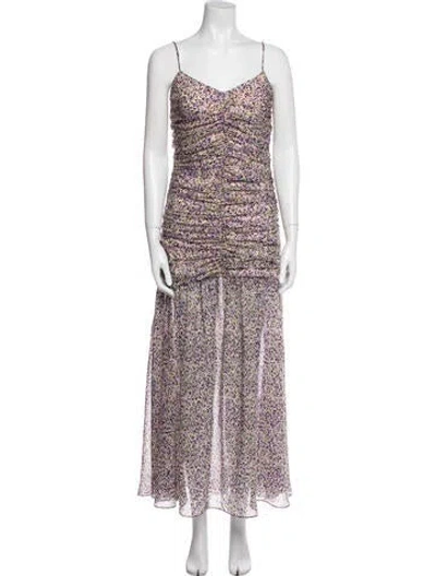 Pre-owned Kika Vargas Silk Long Dress In White