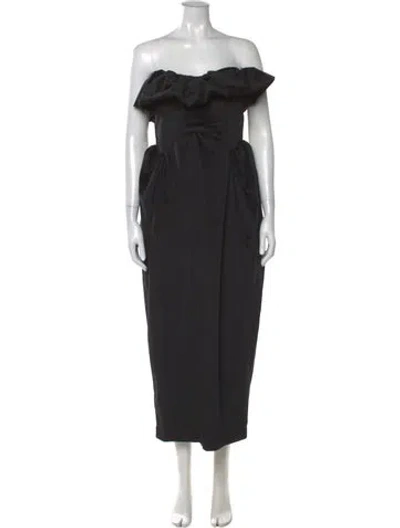 Pre-owned Kika Vargas Silk Midi Length Dress In Black