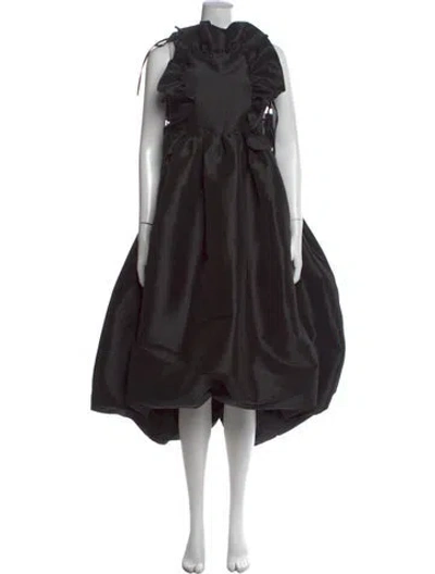 Pre-owned Kika Vargas Silk Midi Length Dress In Black