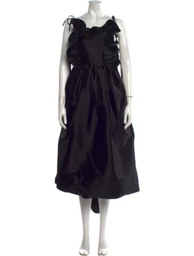 Pre-owned Kika Vargas Silk Midi Length Dress In Black