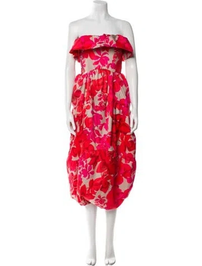 Pre-owned Kika Vargas Silk Midi Length Dress In Red