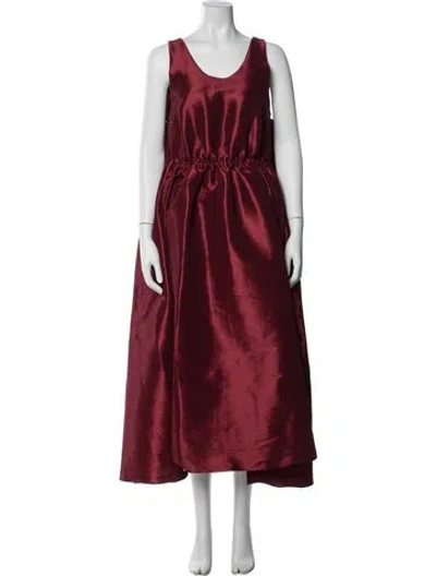 Pre-owned Kika Vargas Silk Midi Length Dress In Red