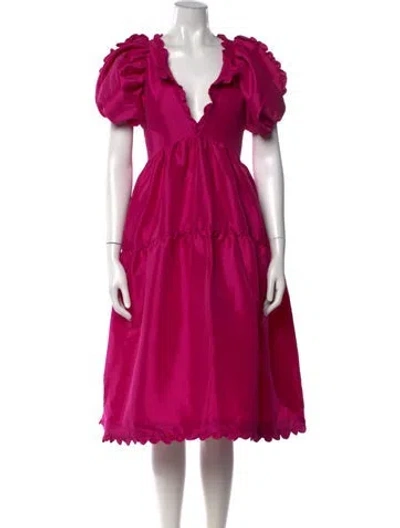 Pre-owned Kika Vargas Silk Midi Length Dress W/ Tags In Pink