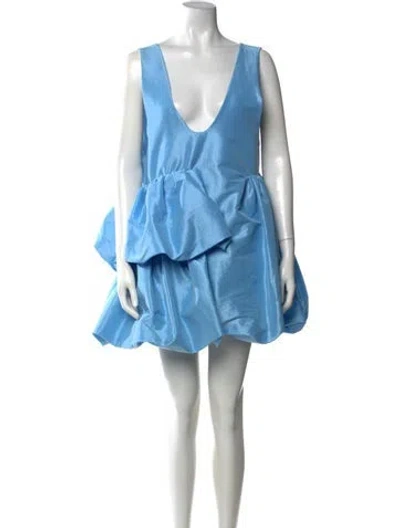 Pre-owned Kika Vargas Silk Mini Dress In Blue
