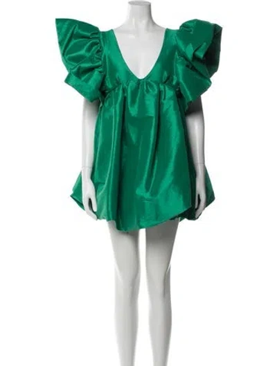 Pre-owned Kika Vargas Silk Mini Dress In Green
