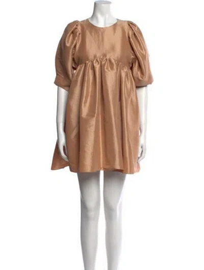Pre-owned Kika Vargas Silk Mini Dress In Neutral