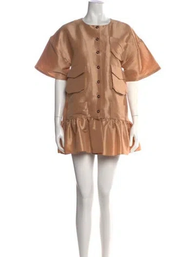 Pre-owned Kika Vargas Silk Mini Dress In Neutral