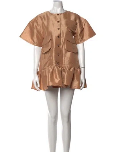 Pre-owned Kika Vargas Silk Mini Dress In Neutrals