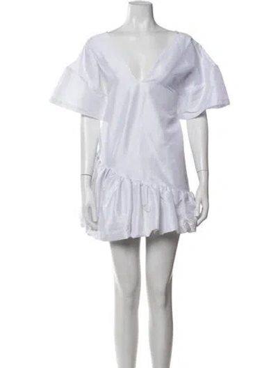 Pre-owned Kika Vargas Silk Mini Dress In White