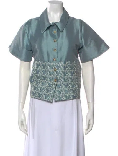 Pre-owned Kika Vargas Silk Patterned Blouse In Blue