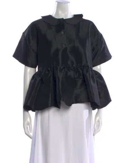Pre-owned Kika Vargas Silk Short Sleeve Blouse In Black
