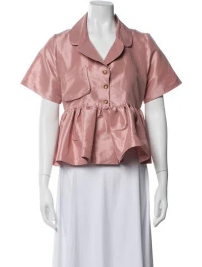 Pre-owned Kika Vargas Silk Short Sleeve Blouse In Pink
