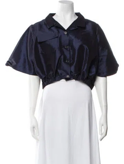 Pre-owned Kika Vargas Silk Short Sleeve Top In Blue