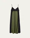 Kika Vargas Somaly Tie-detailed Guipure Lace And Silk-satin Midi Dress In Green