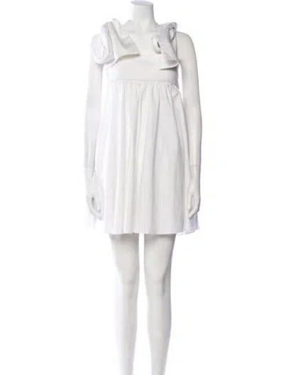 Pre-owned Kika Vargas Square Neckline Knee-length Dress In White
