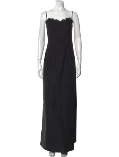 Pre-owned Kika Vargas Square Neckline Long Dress In Black
